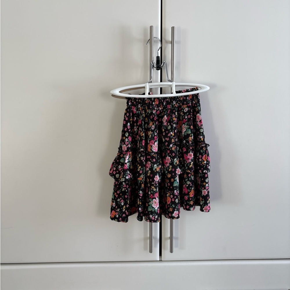 btween Black Floral Mini Skirt